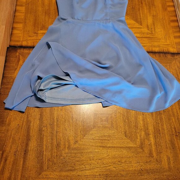 Lulu's Smoky Blue Backless Chiffon Cocktail Dress - Picture 5 of 13